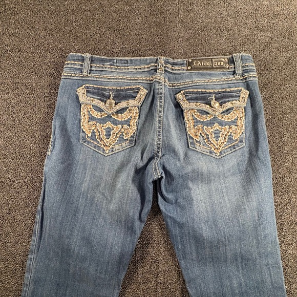 LA Idol USA Bootcut Jeans Womens Size 15 Medium Wash Rhinestone Embellished Y2K - Picture 9 of 10